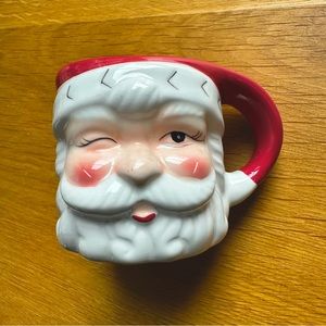 Pottery Barn hand painted Santa mug